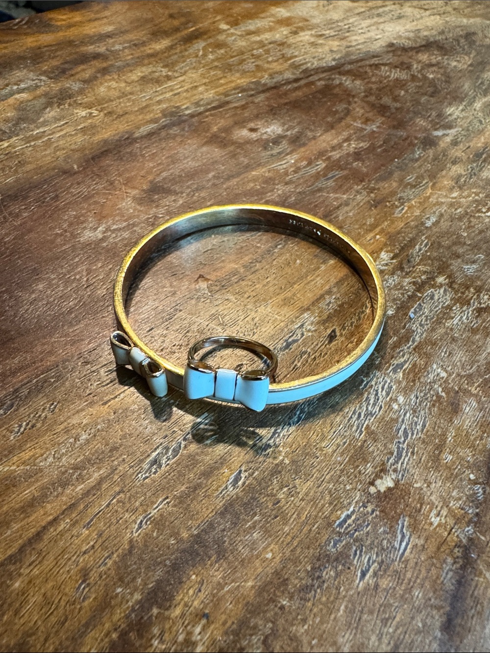 Women’s Gold Tone Bangle with White Bow Accent and matching ring